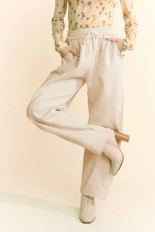 Davi & Dani Casual Drawstring Wide Leg Lounge Pants - Love Salve