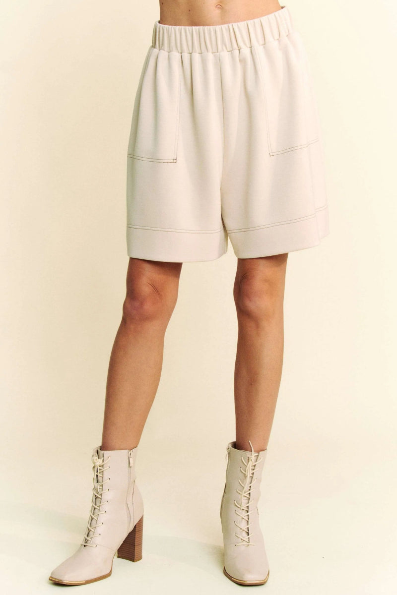 Davi & Dani Contrast Seam Top and Short Set - Love Salve