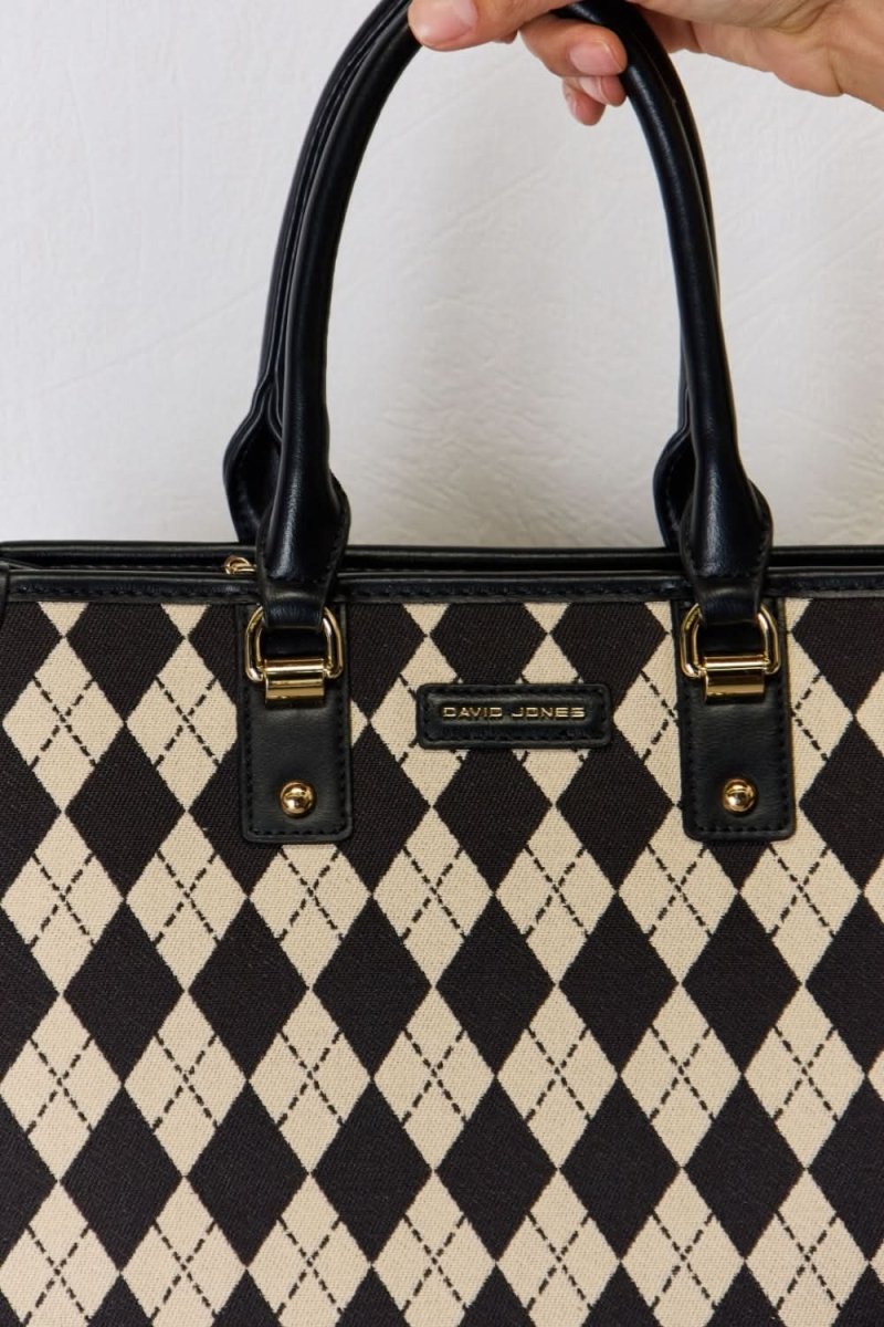 David Jones Argyle Pattern PU Leather Handbag - Love Salve