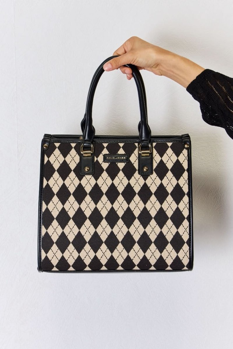 David Jones Argyle Pattern PU Leather Handbag - Love Salve