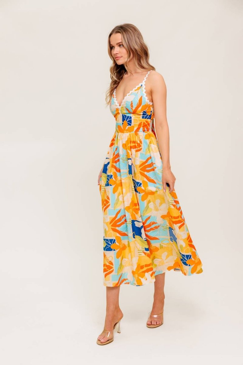 DAWN PETAL KISS WOVEN MIDI DRESS - Love Salve