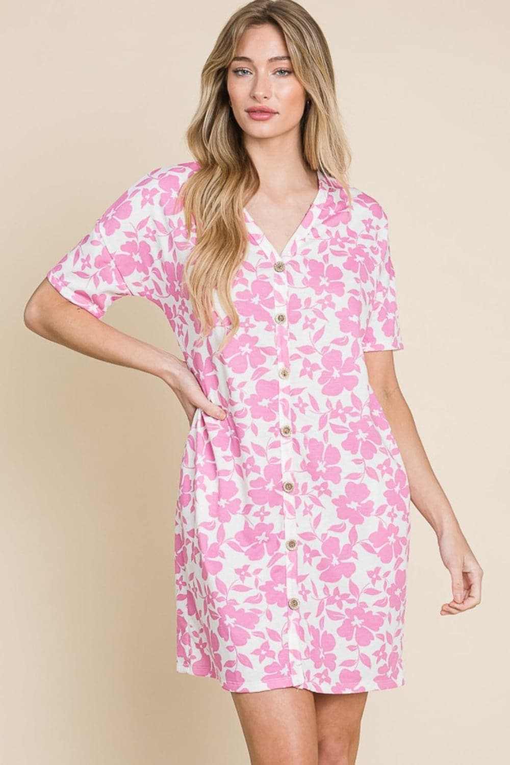 BOMBOM Floral Mini Dress with Pockets for Effortless Style - Love Salve