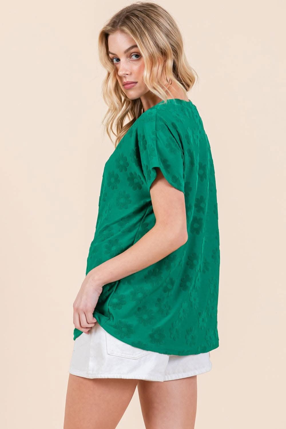 BOMBOM floral texture tee, short sleeve - Love Salve