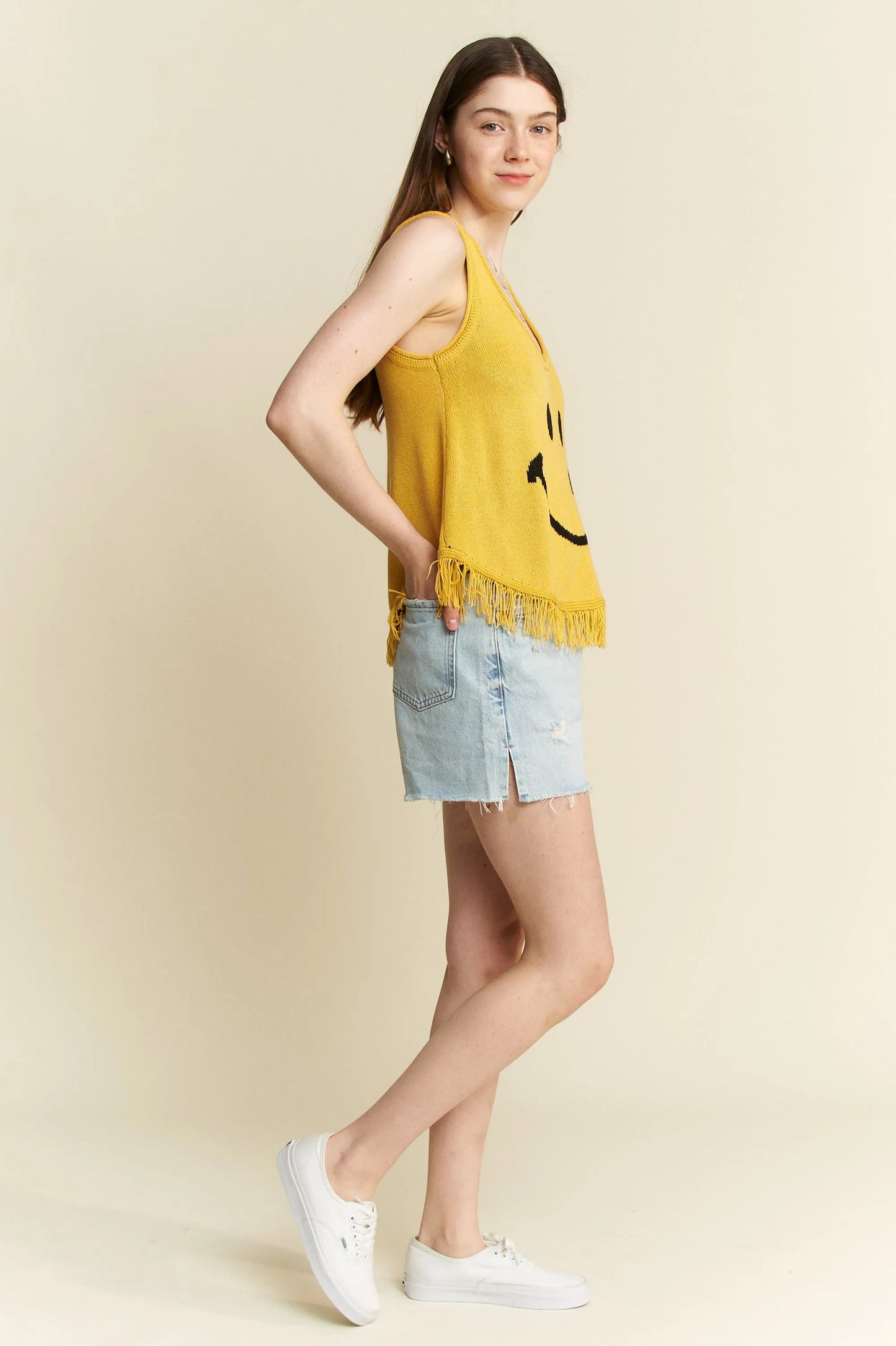 Jade By Jane Full Size Smiley Fringe Tank Top Plus Size - Love Salve