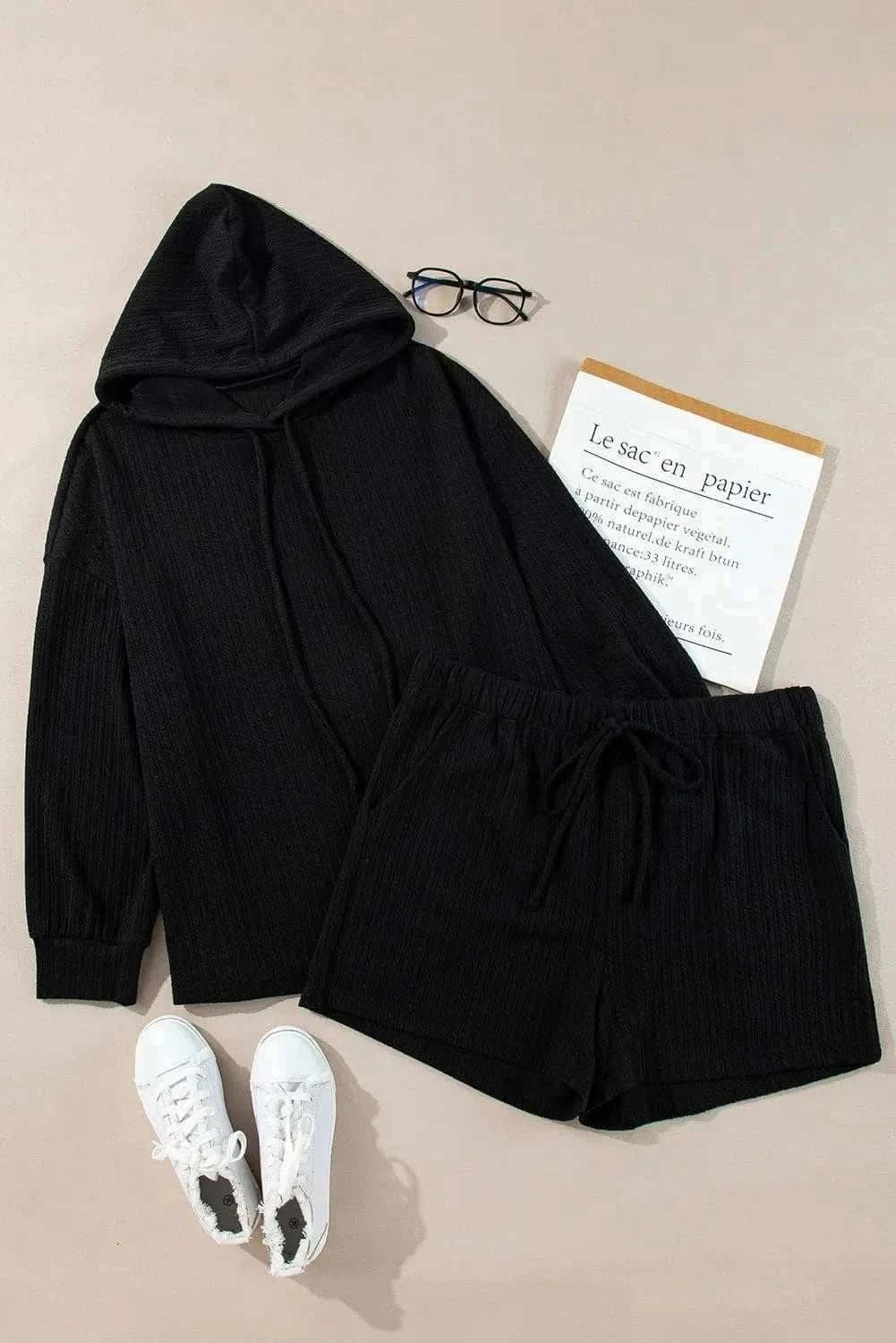 Plus size cozy hoodie & shorts set