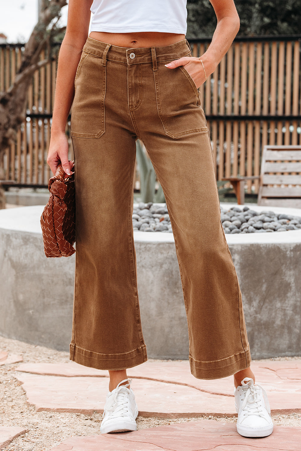 Breen Cropped High Rise Wide Leg Jeans Casual Everyday Wear