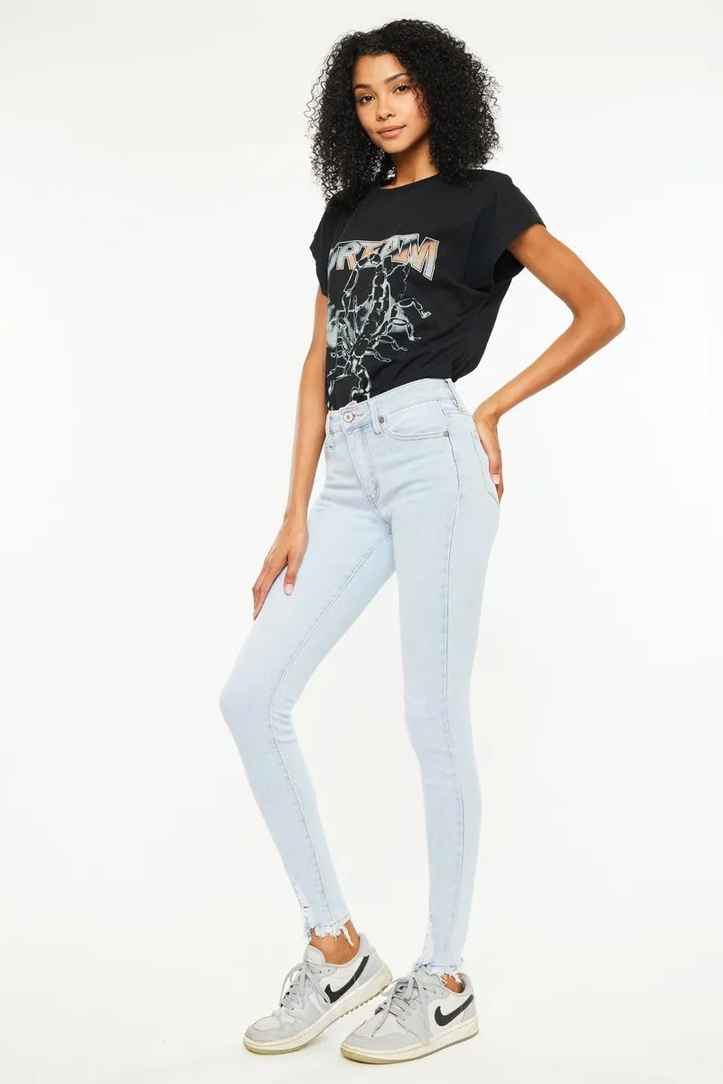 Kancan High Rise Super Skinny Jeans for Women in Light Blue Wash - Love Salve