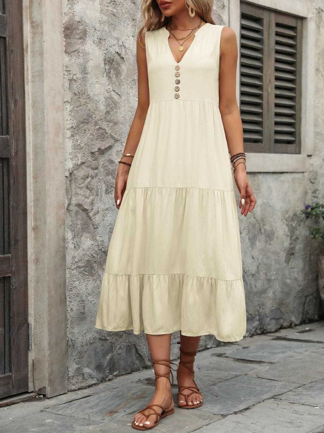 Elegant buttoned cotton dress - Love Salve