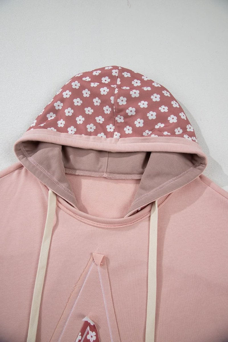 Delicacy Star Patch Graphic Floral Color Block Drawstring Plus Size Hoodie - Love Salve