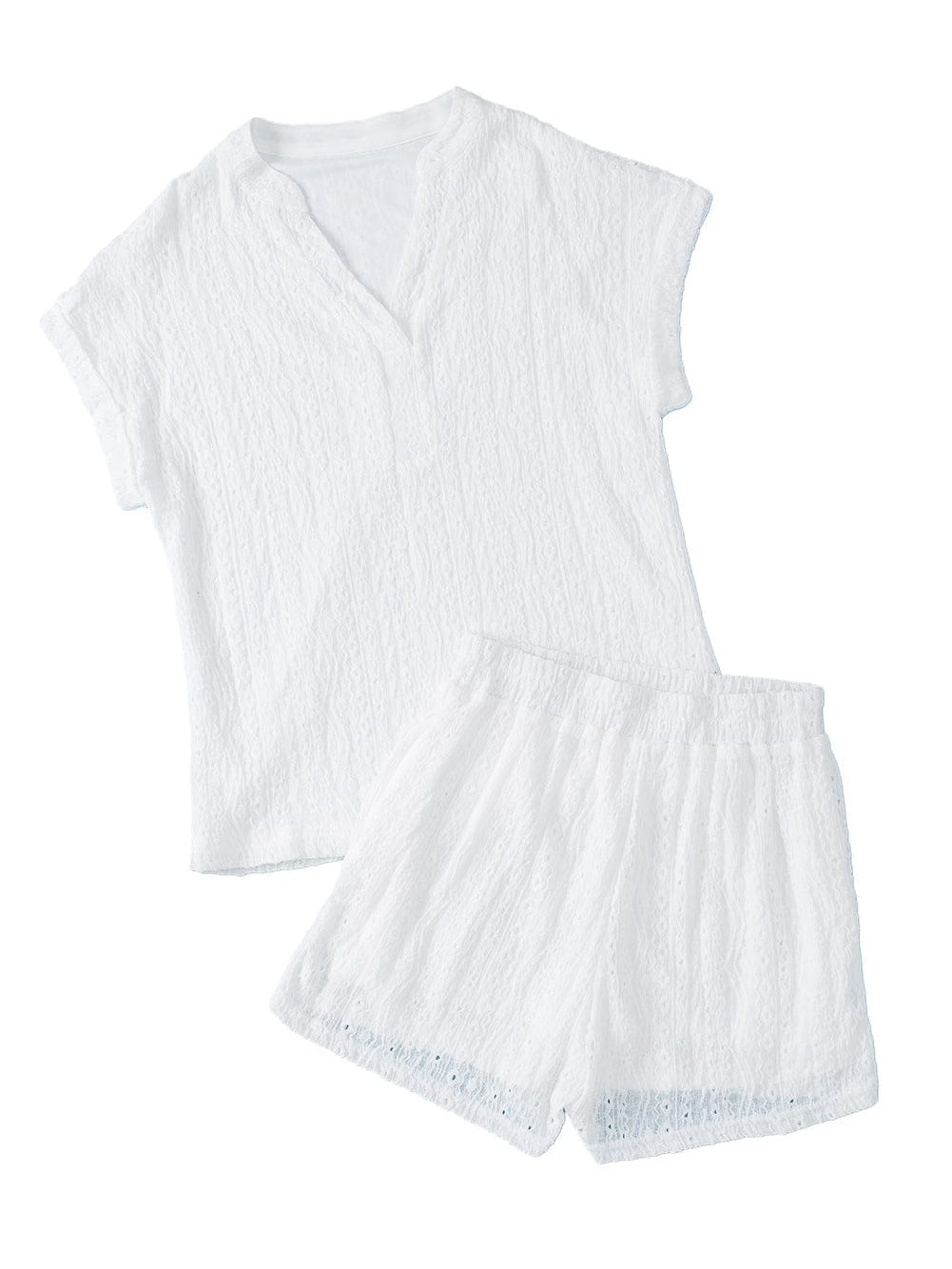 Eyelet Embroidered Button-Up Jumpsuit