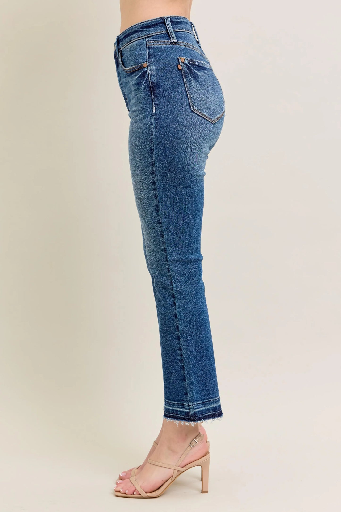 Judy Blue Full Size High Waist Vintage Wash Release Hem Kick Flare Jeans Plus Size - Love Salve