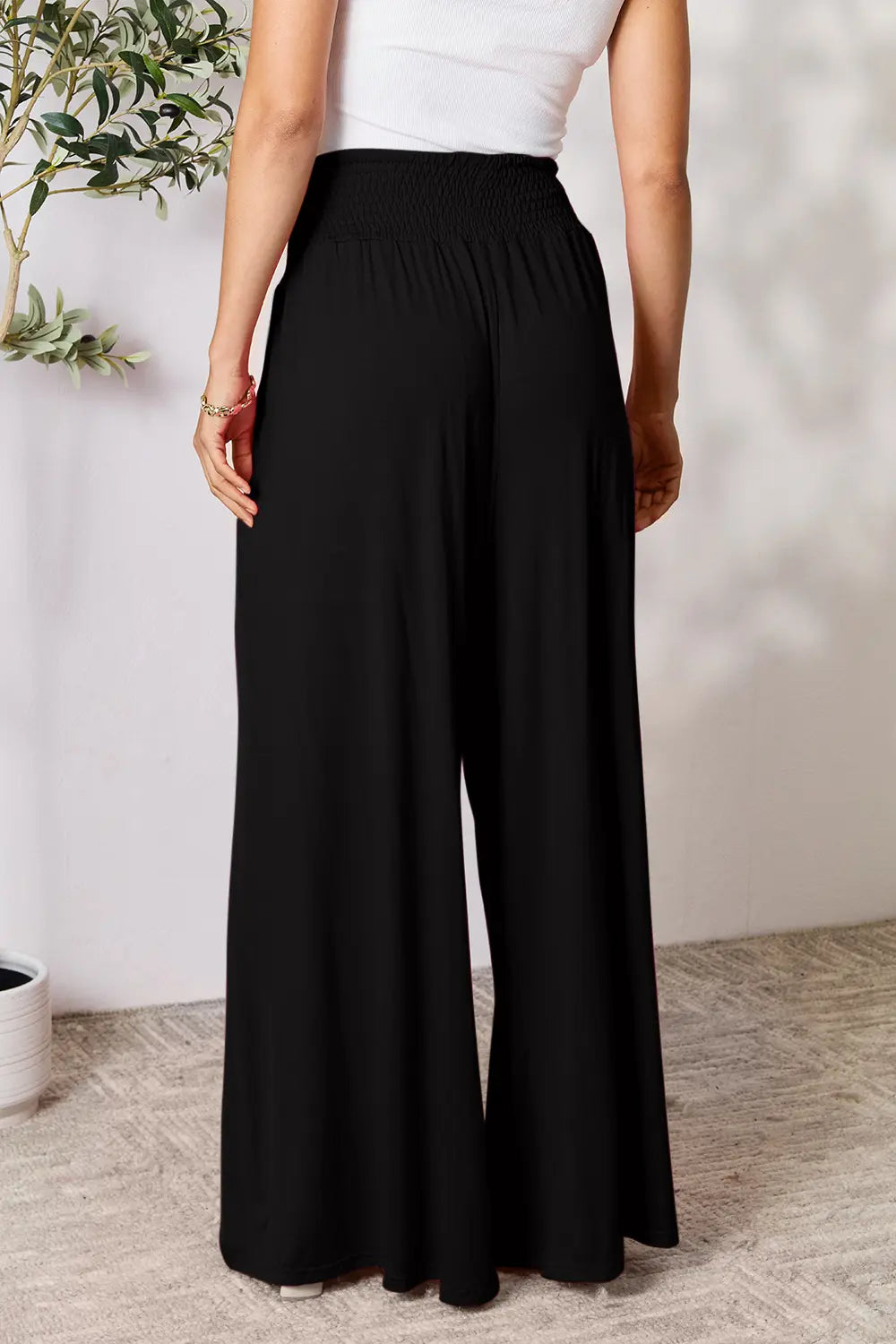 ShopBasicbae: Smocked Wide Leg Pants