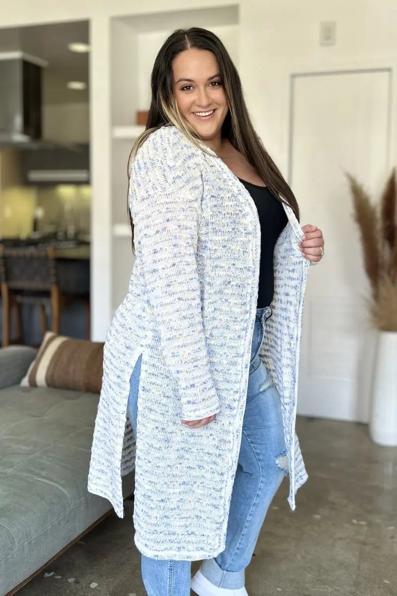 Double Take Full Size Open Front Longline Cardigan - Love Salve