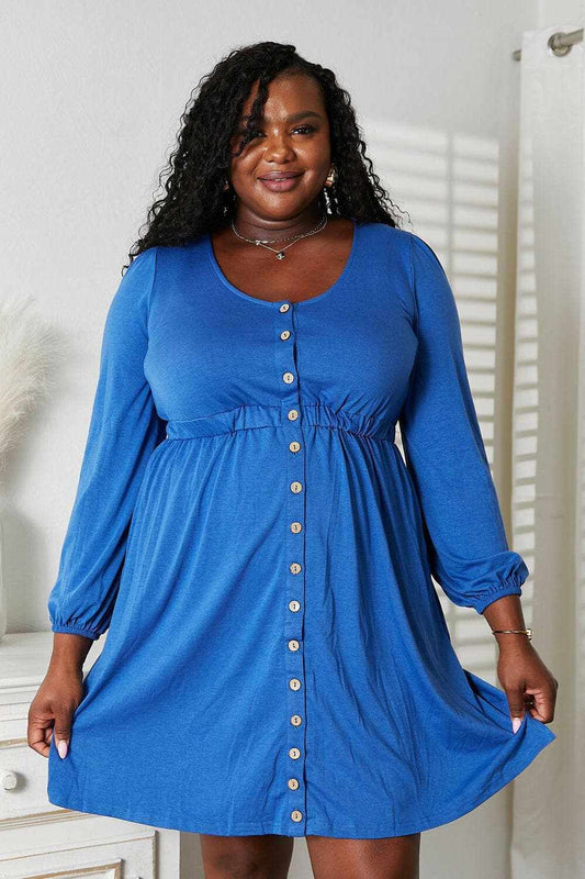 Enchanting long sleeve dress - elegant design, empire waist, pockets - Love Salve
