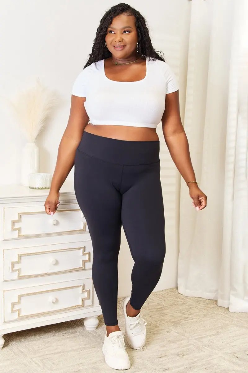 Double Take Wide Waistband Sports Leggings for Comfort - Love Salve