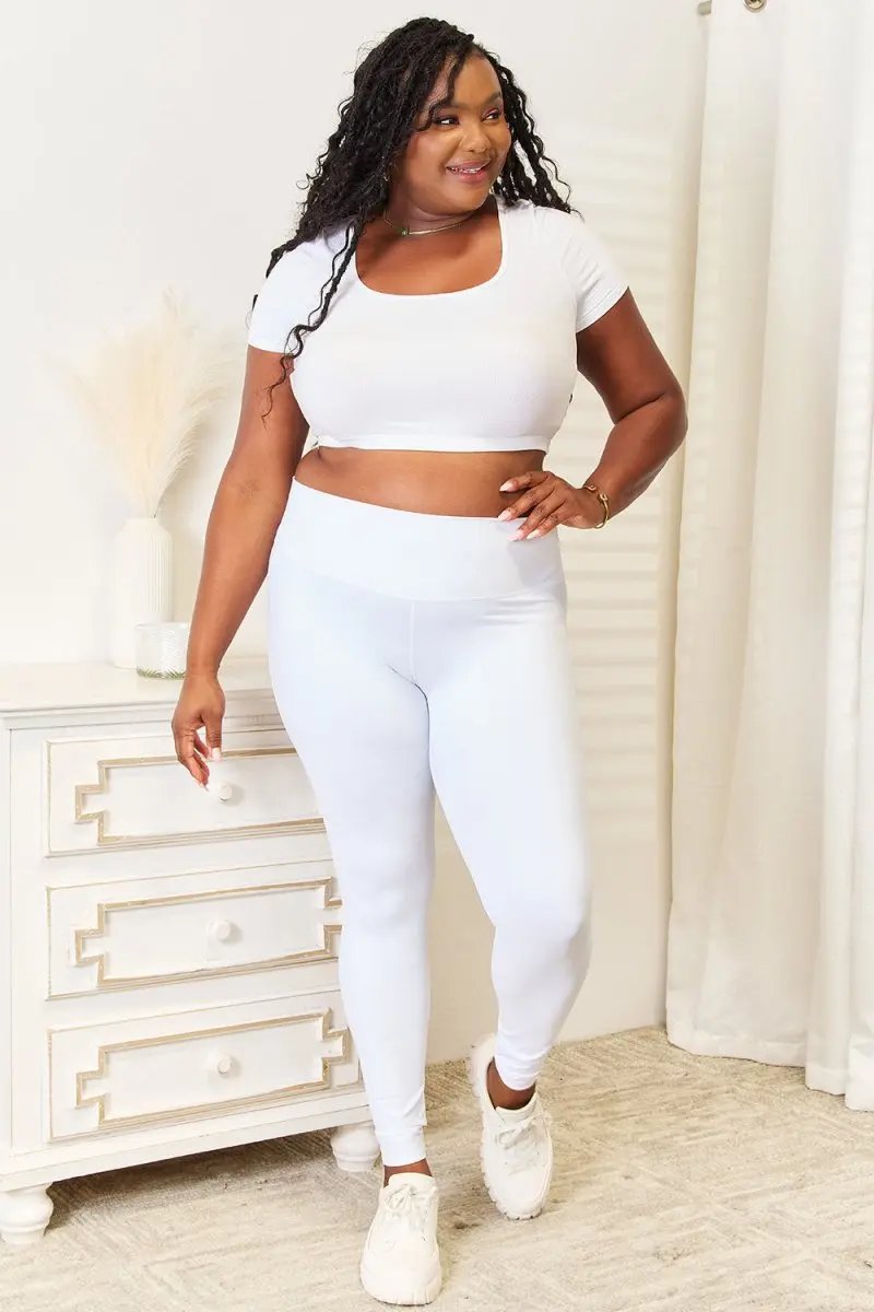 Double Take Wide Waistband Sports Leggings for Comfort - Love Salve