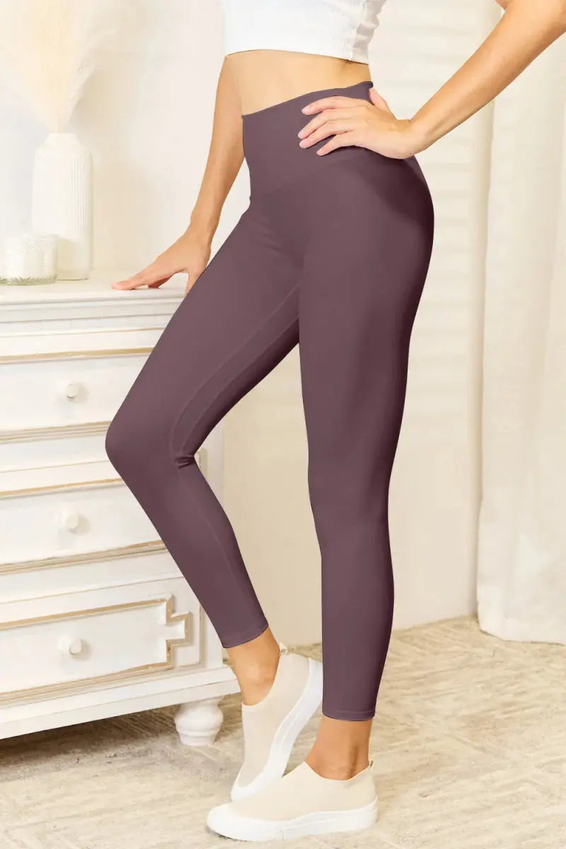 Double Take Wide Waistband Sports Leggings for Comfort - Love Salve