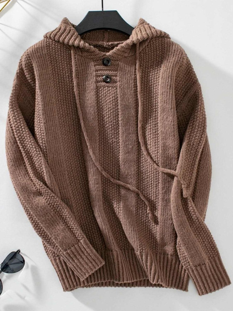 Drawstring Long Sleeve Hooded Sweater - Love Salve