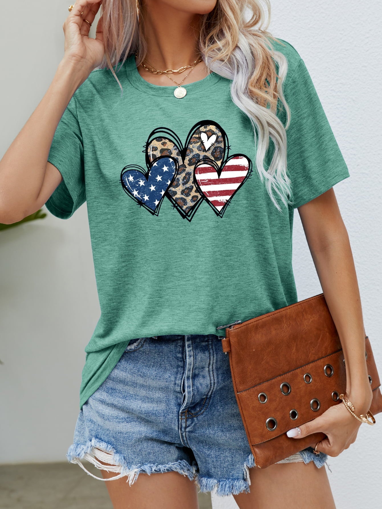 Simply Love: Patriotic Leopard Heart Tee