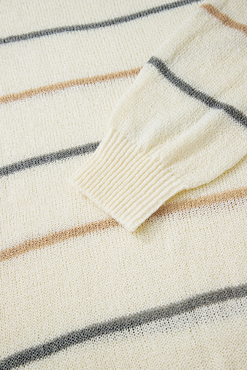 Premium Multicolour Striped Ribbed Edge Drop Shoulder Sweater