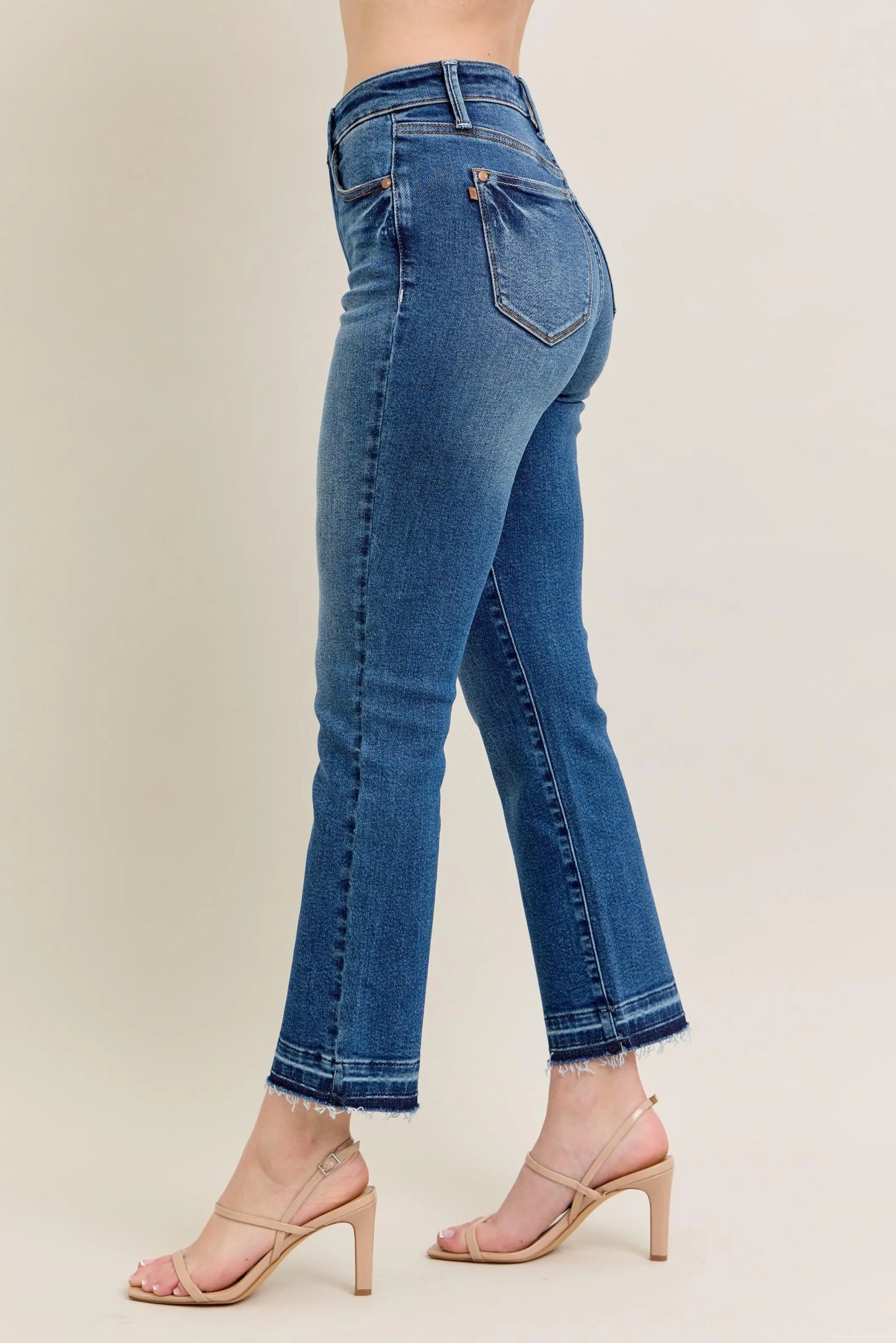 Judy Blue Full Size High Waist Vintage Wash Release Hem Kick Flare Jeans Plus Size - Love Salve