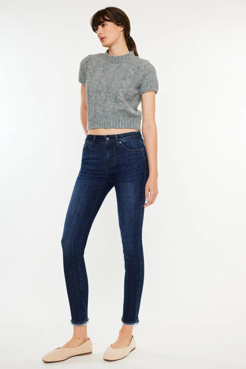 Kancan High Rise Slim Fit Raw Hem Ankle Jeans - Love Salve