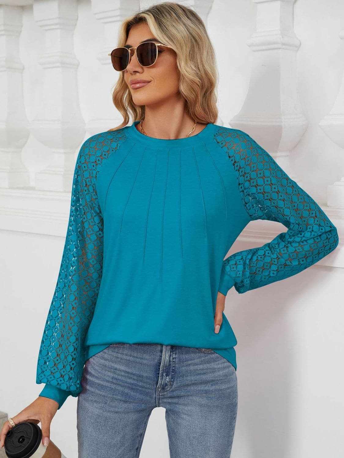 Lace long sleeve top in black - Love Salve