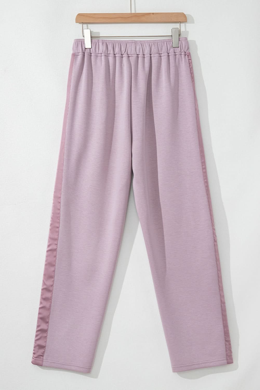 Tegeirian Petal Llinynnol Waist Satin Streip Patch Coes Syth Pants Gwasg Uchel