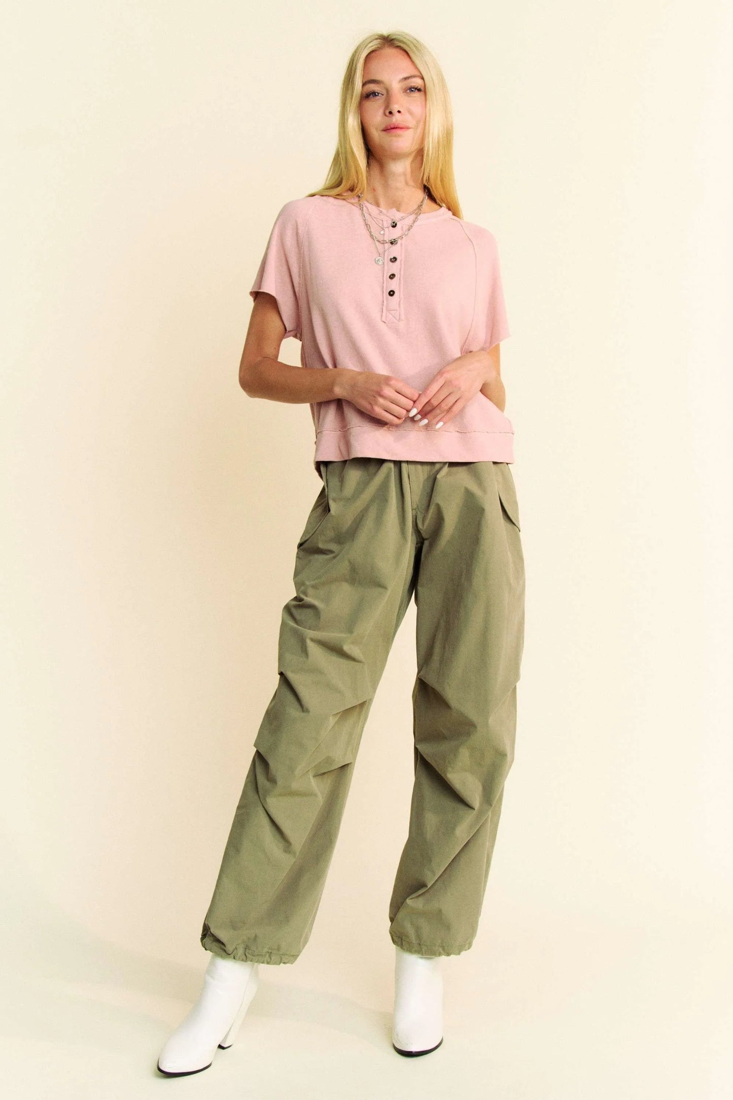 Davi & Dani Breezy Knit Fabric Short Sleeve T-shirt Top - Love Salve