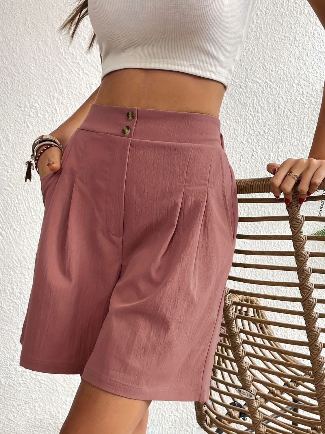 High-waisted pocket shorts for women - Love Salve