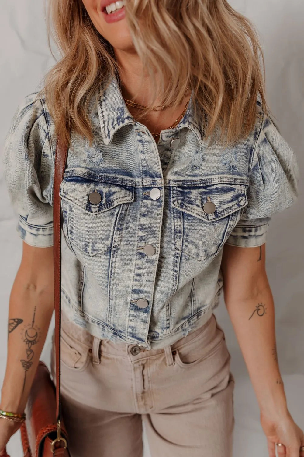 Simply Love: Denim Jacket - Puff Sleeves
