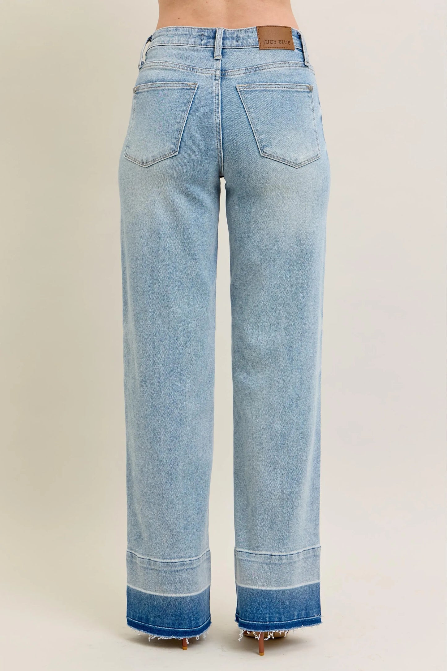 Judy Blue Plus Size Full Size Wide Leg Jeans with Released Hem - Love Salve