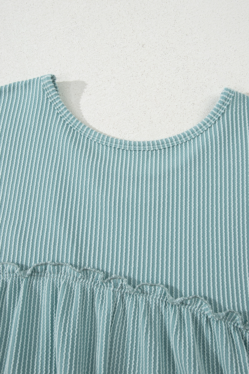 Canton Corded Knit Textured Patched Pocket Frilled Mini Dress