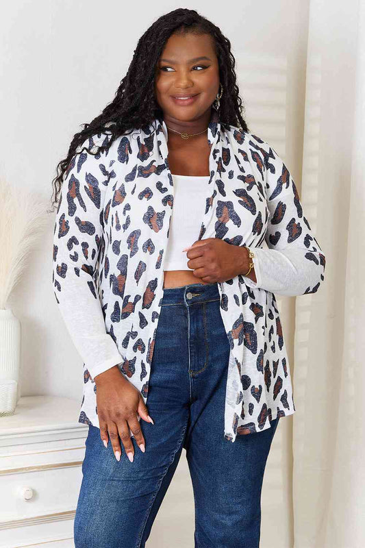 Double Take Leopard Long Sleeve Cardigan - Love Salve