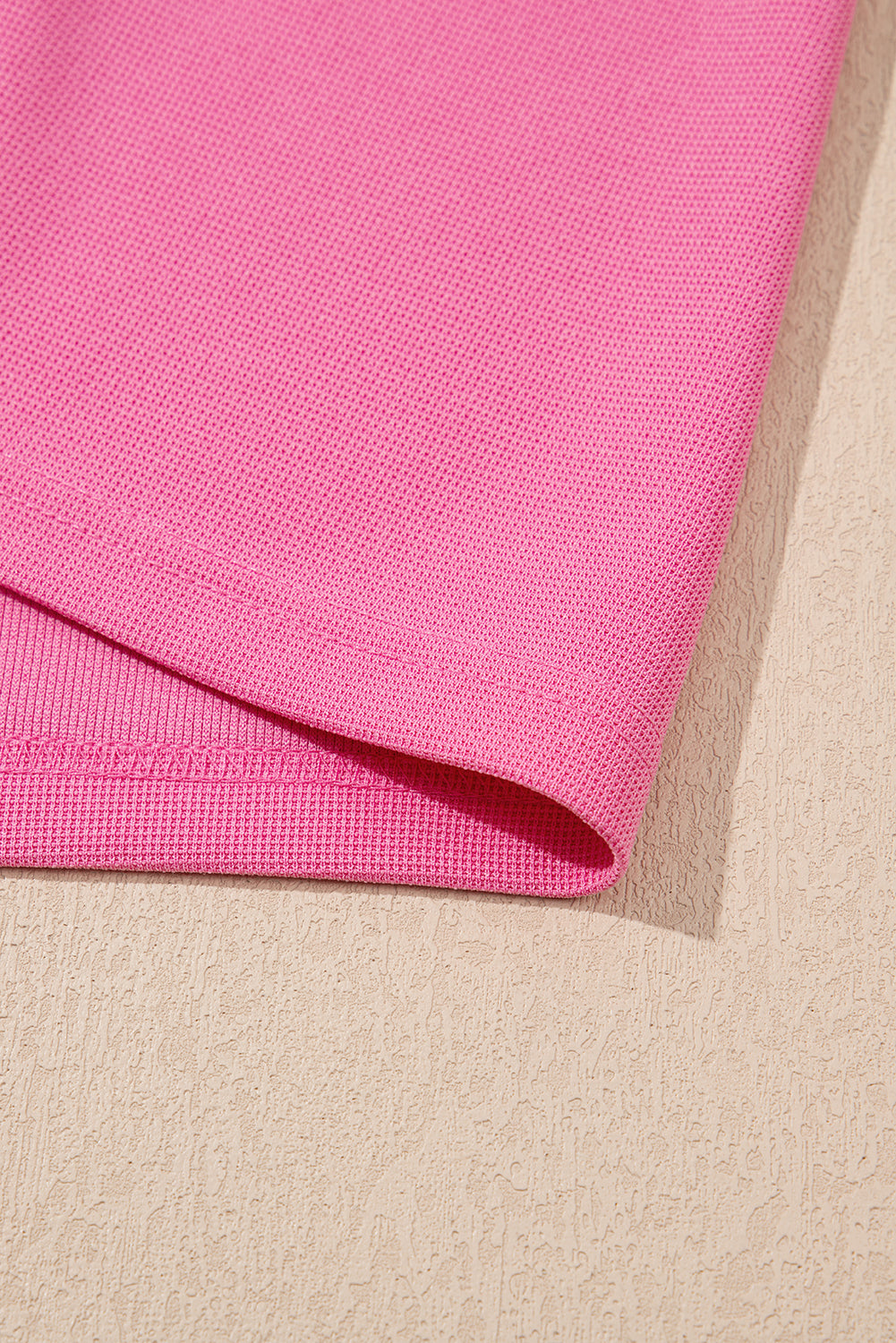 Bright Pink Textured Pearled Ruffle Sleeve Top Set