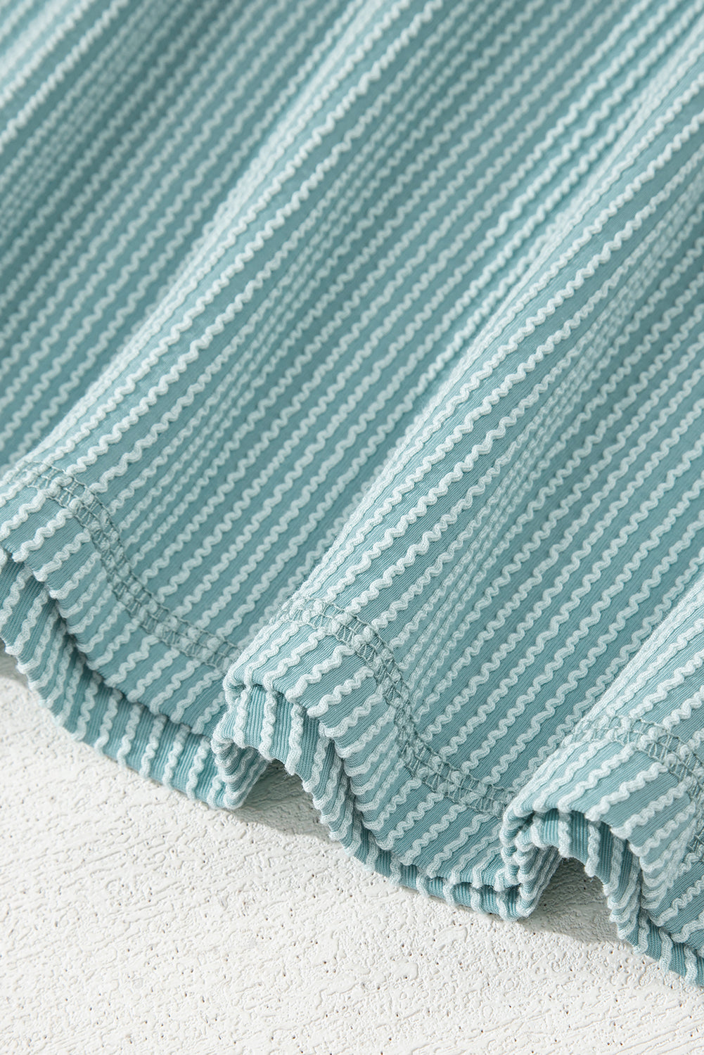 Canton Corded Knit Textured Patched Pocket Frilled Mini Dress