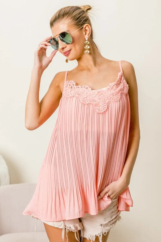 BiBi lace pleated chiffon cami - Love Salve