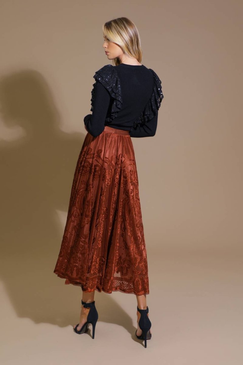 EASE MY MIND VELVET MIDI SKIRT - Love Salve