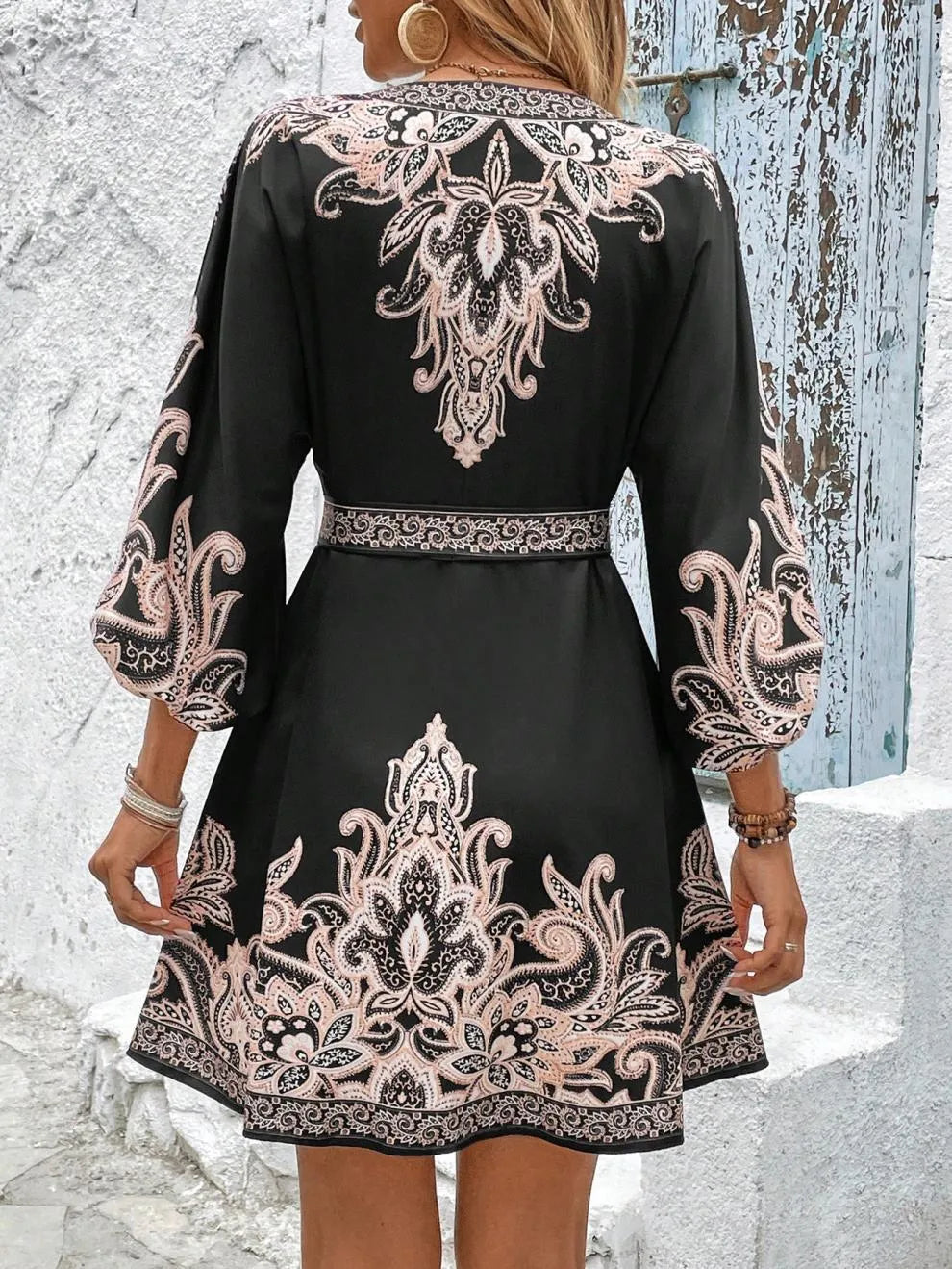 Boho Luxe Paisley Belted Mini Dress