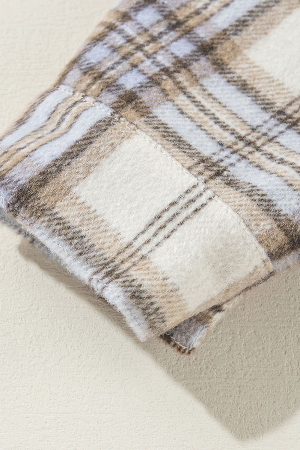 Chic white plaid plus size shacket - Love Salve