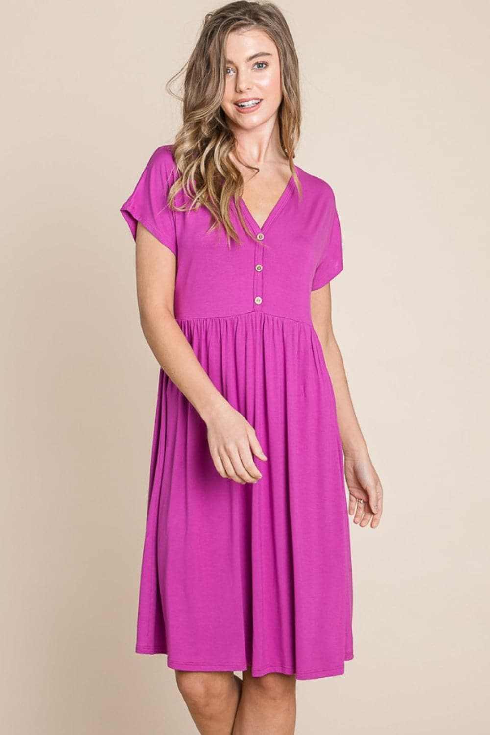 Elegant V-neck short sleeve dress - Love Salve