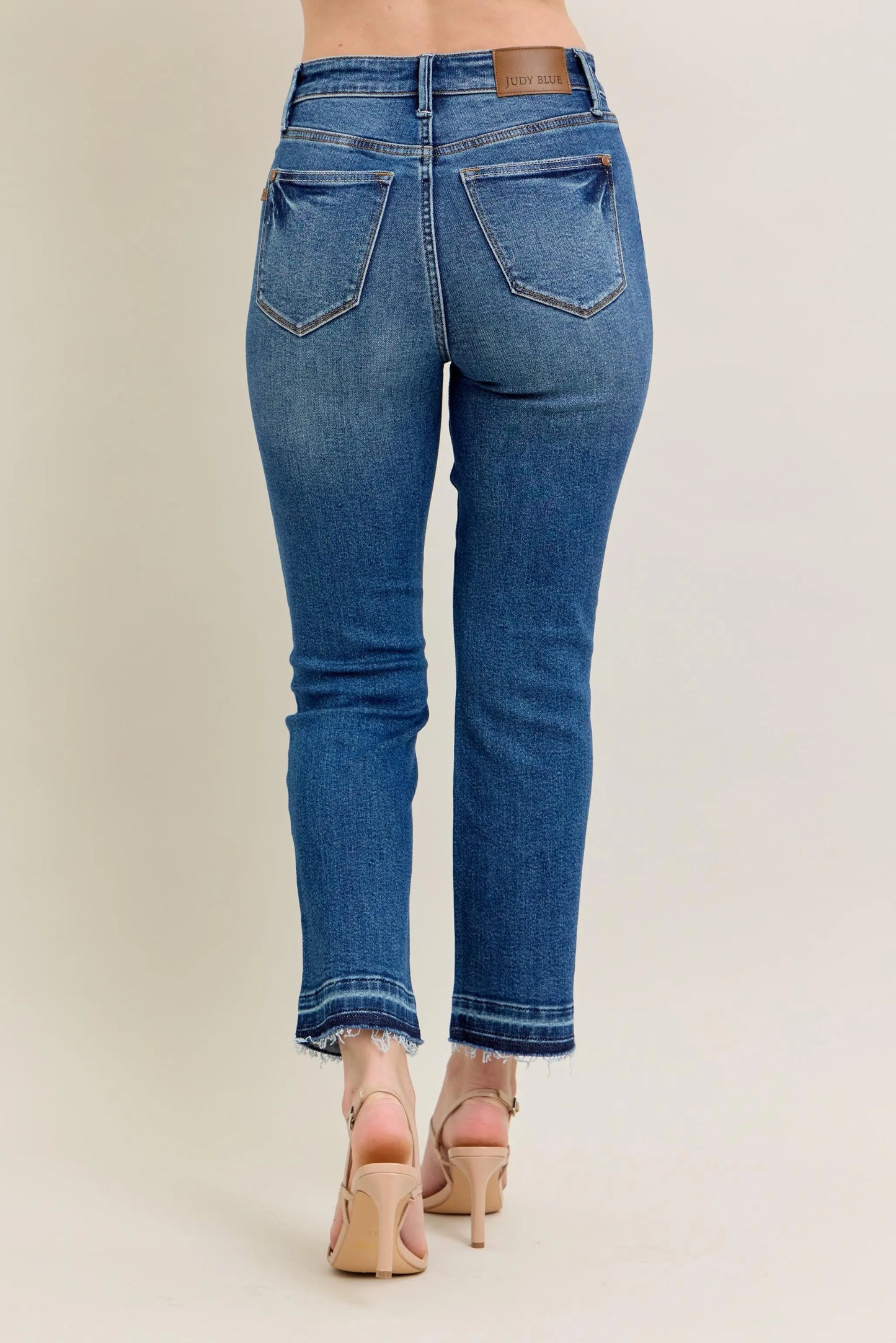 Judy Blue Full Size High Waist Vintage Wash Release Hem Kick Flare Jeans Plus Size - Love Salve