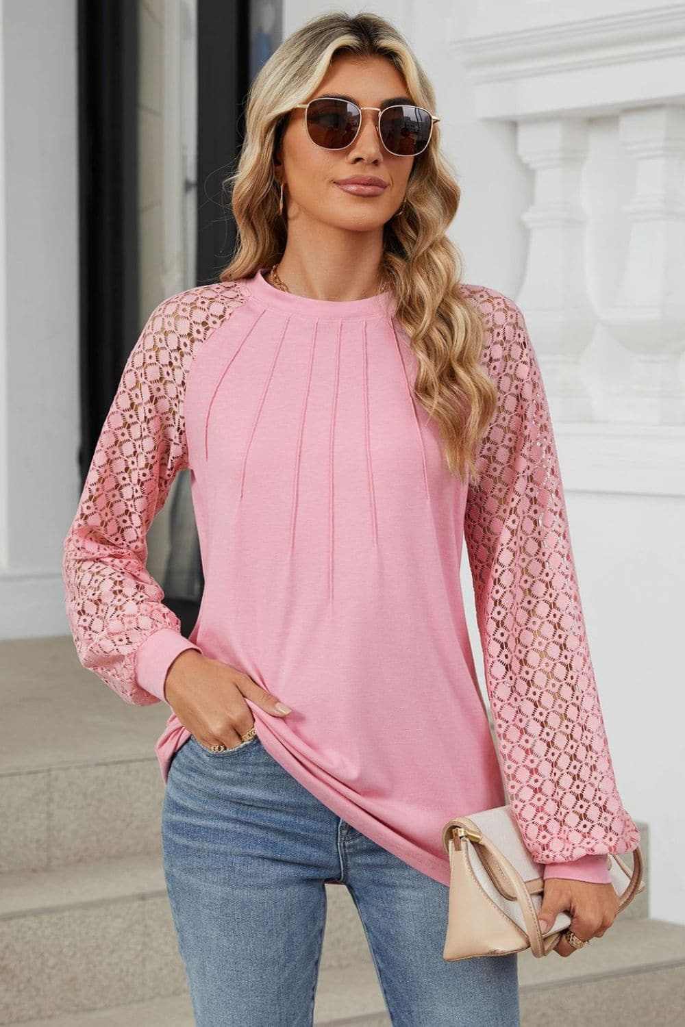 Lace long sleeve top in black - Love Salve