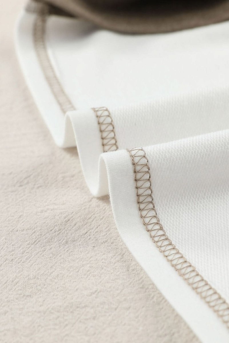 Exposed Seam Contrast Round Neck Long Sleeve Top - Love Salve