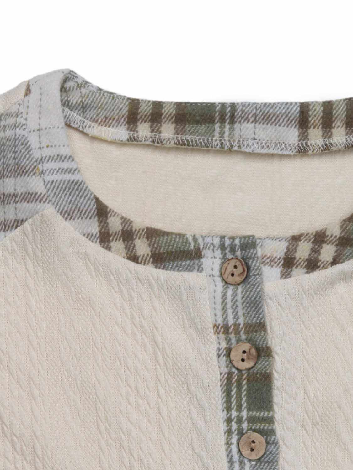 Plaid long sleeve button-up tee - Love Salve