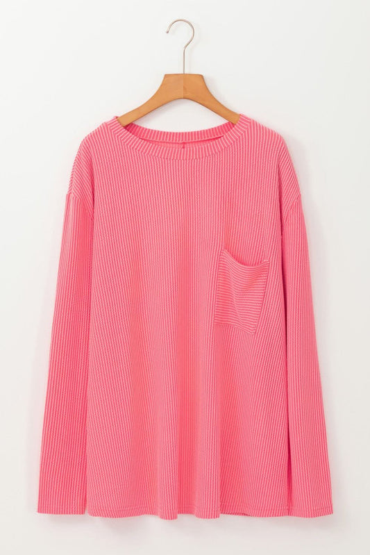 Peach blossom ribbed tee plus size - Love Salve