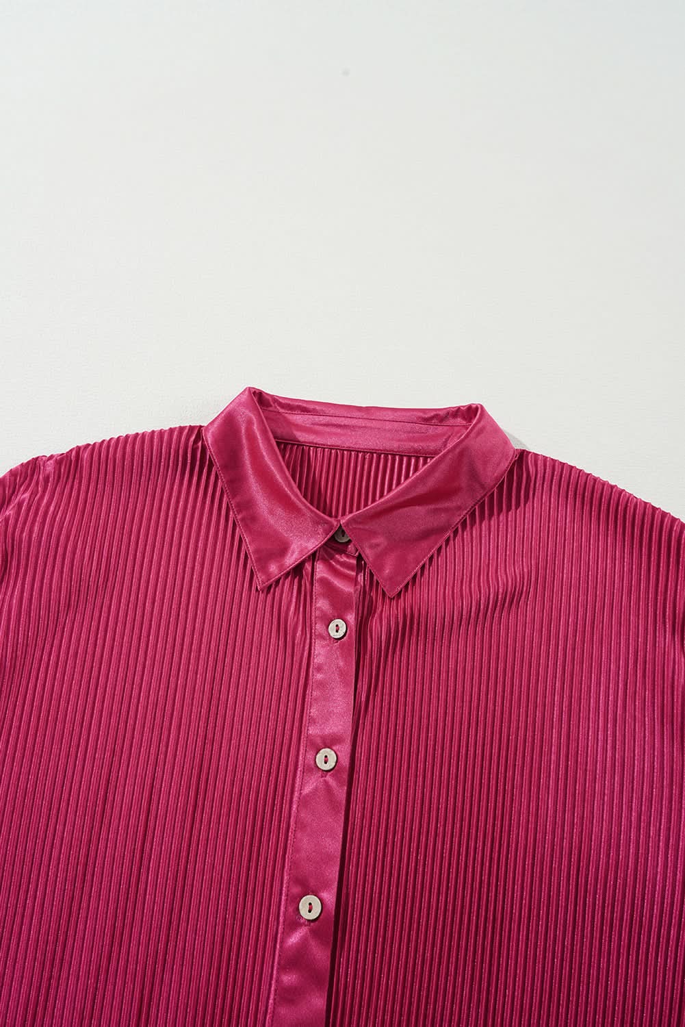 Rose Red Plus Size Ribbed Long Sleeve Shirt and Pants Pajama Set - Love Salve