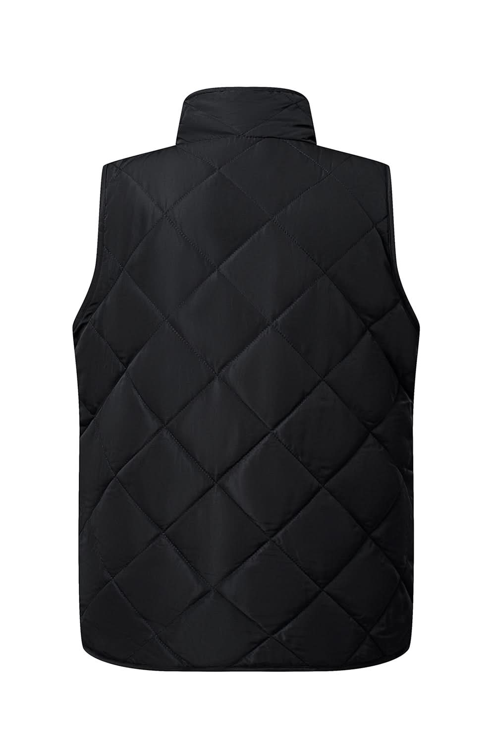 Black Fleece Lined Quilted Zip up Vest Coat - Love Salve
