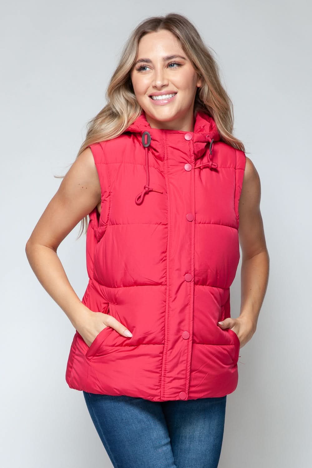 Snobbish hooded vest with zip and snap closures - Love Salve