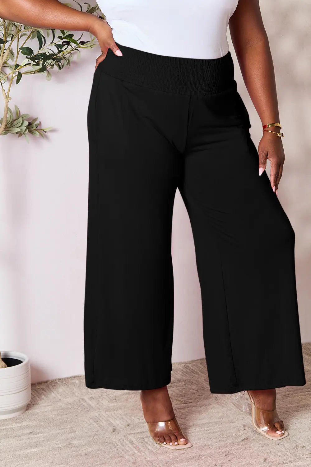 ShopBasicbae: Smocked Wide Leg Pants